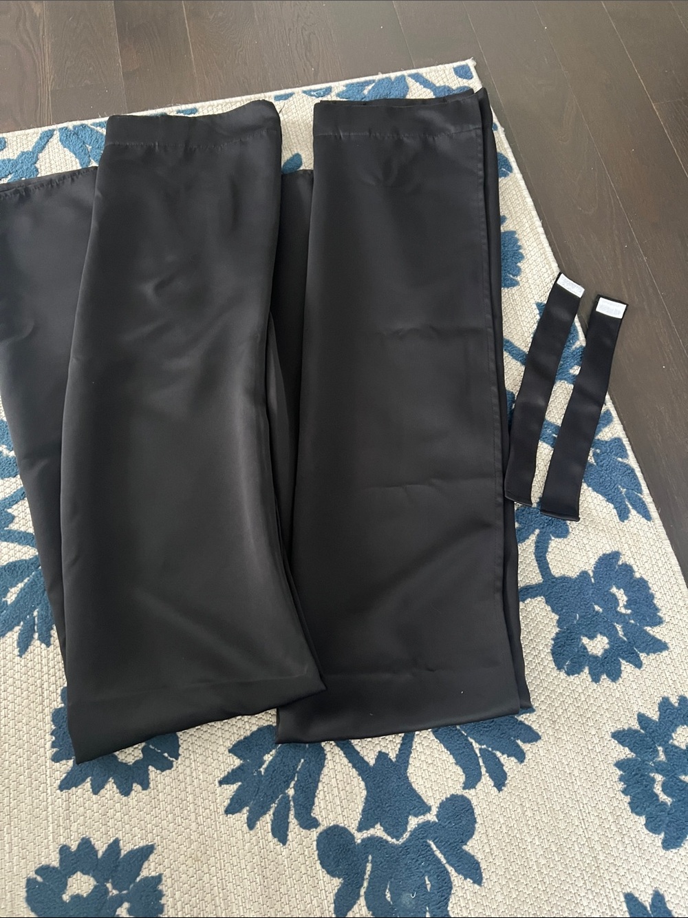 Black Satin Window Panels - Set of 2